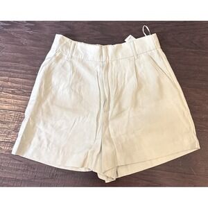 Zara‎ Womens Small Mint Green High Waisted Shorts 2.5" Inseam Pockets Preppy